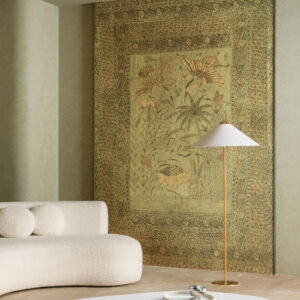 Arte Essentials kaolin Passeggio behang in kleur Golden Olive (30370) - Interieur impressie