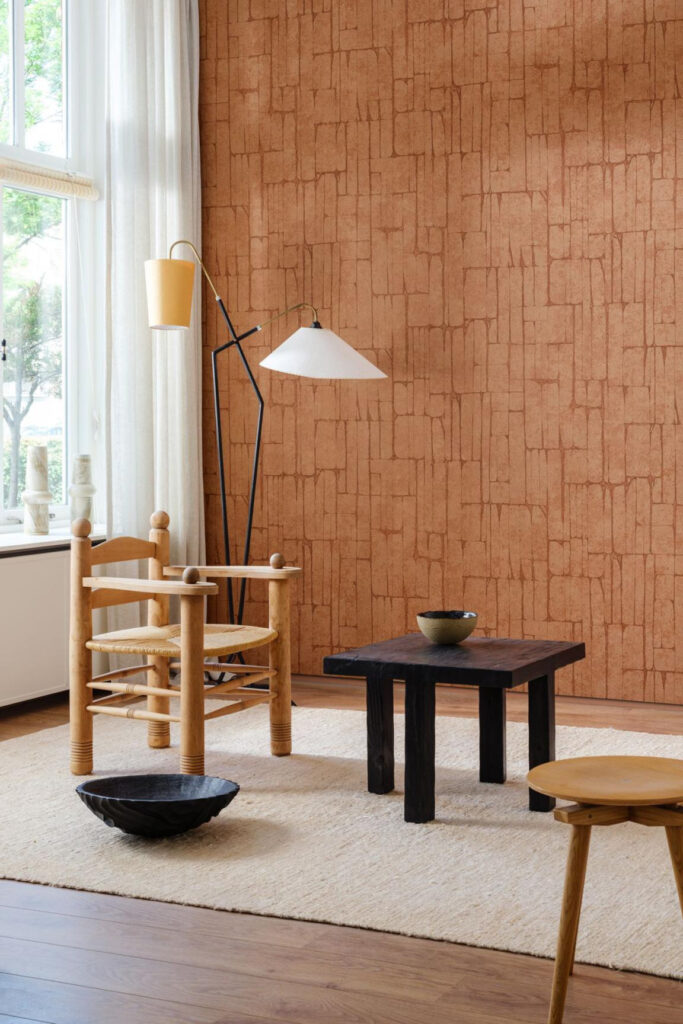 Arte Essentials kaolin Solco behang in kleur Brick (30365) - Interieur impressie