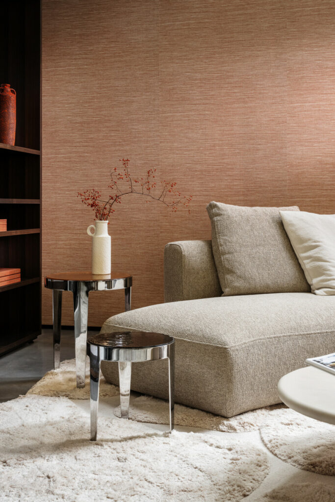 Arte Essentials les naturels La prairie behang in kleur Papaya (26728) - Interieur impressie