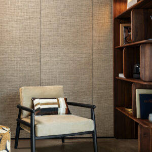 Arte Essentials les naturels Le raphia tisse behang in kleur Black Natural (26744) - Interieur impressie