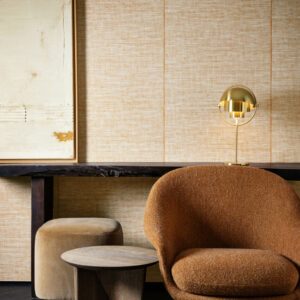 Arte Essentials les naturels Le raphia tisse behang in kleur Mandarine (26746) - Interieur impressie