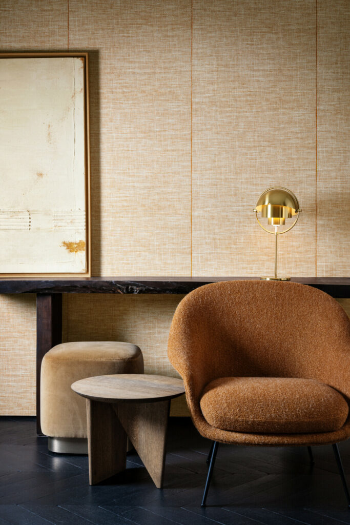 Arte Essentials les naturels Le raphia tisse behang in kleur Mandarine (26746) - Interieur impressie