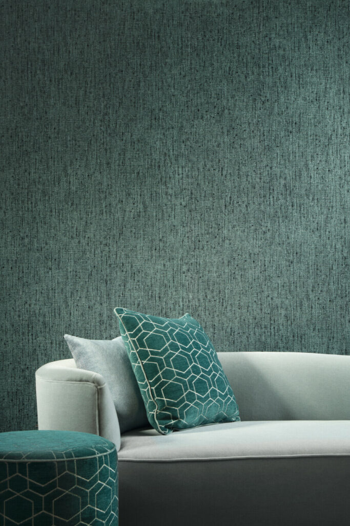 Arte Essentials palette Boucle behang in kleur Deep Teal (73020A) - Interieur impressie