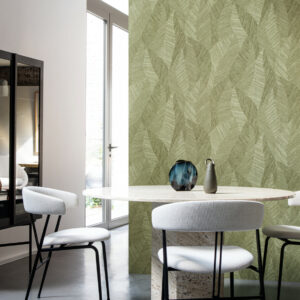 Arte Essentials tangram Bounty behang in kleur Olive (24020) - Interieur impressie