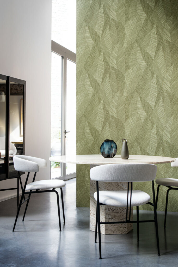 Arte Essentials tangram Bounty behang in kleur Olive (24020) - Interieur impressie