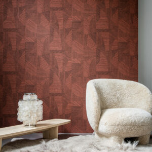 Arte Essentials tangram Caprice behang in kleur Coral (24000) - Interieur impressie