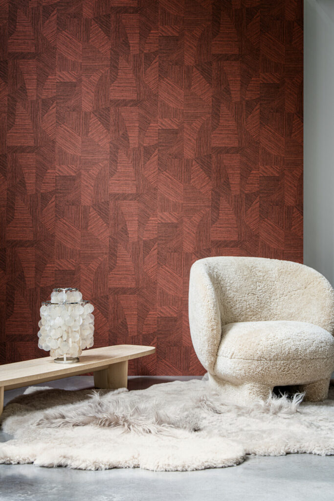 Arte Essentials tangram Caprice behang in kleur Coral (24000) - Interieur impressie