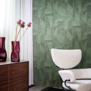 Arte Essentials tangram Caprice behang in kleur Lagoon (24001) - Interieur impressie