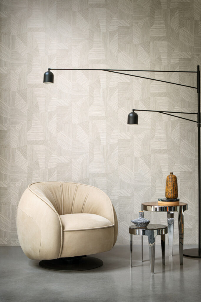 Arte Essentials tangram Caprice behang in kleur Linen (24004) - Interieur impressie