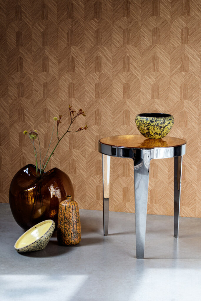 Arte Essentials tangram Dome behang in kleur Amber (24060) - Interieur impressie