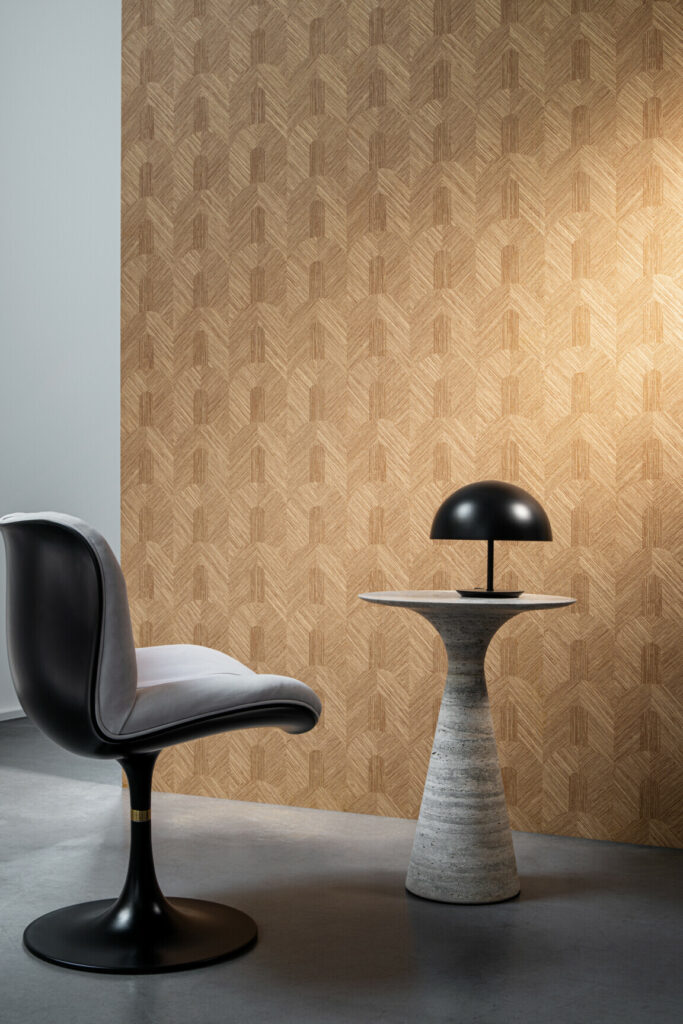 Arte Essentials tangram Dome behang in kleur Amber (24060) - Interieur impressie