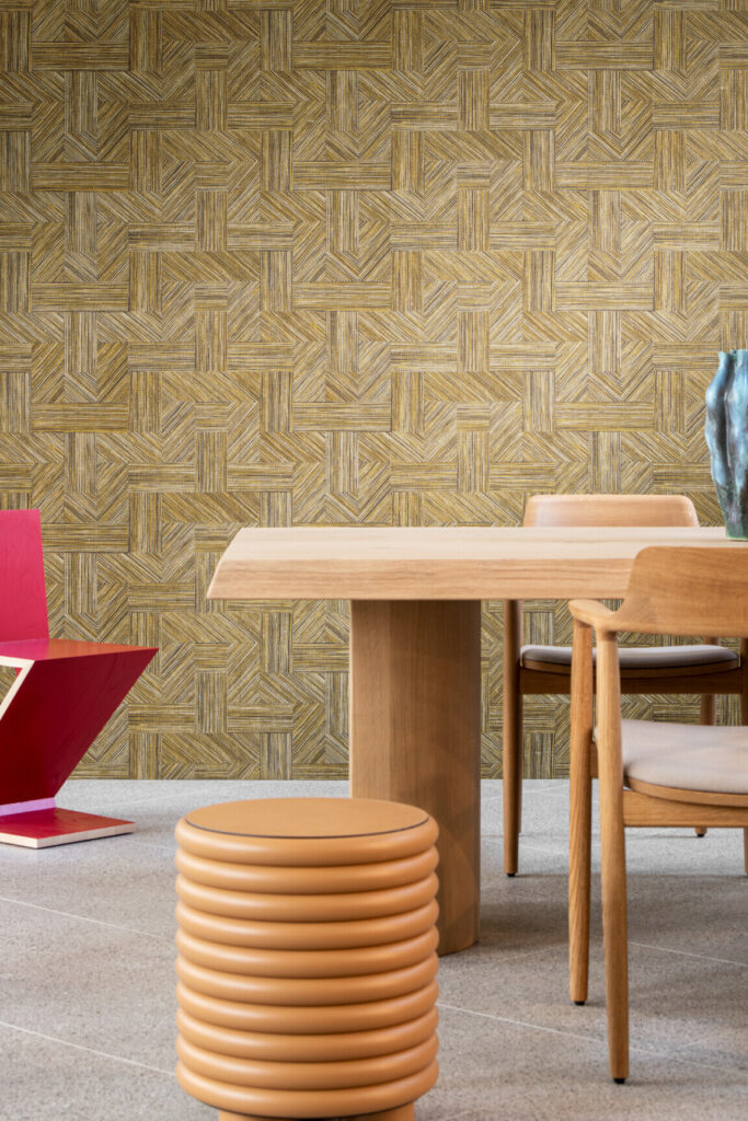 Arte Essentials tangram Intarsio behang in kleur Malt (24040) - Interieur impressie