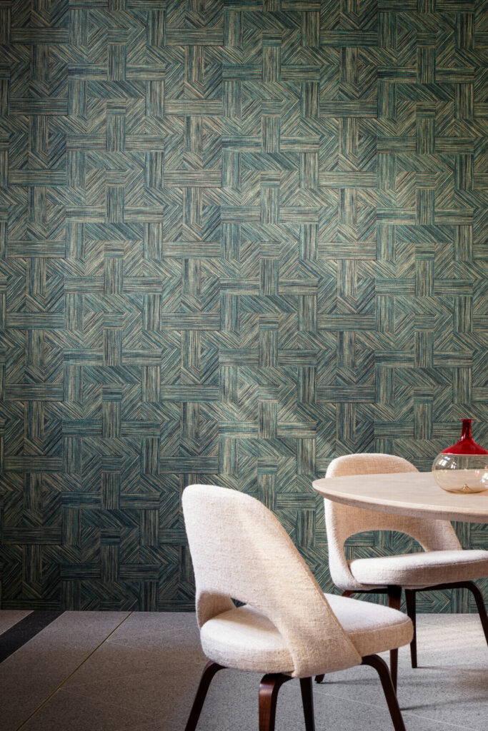 Arte Essentials tangram Intarsio behang in kleur Ocean (24041) - Interieur impressie