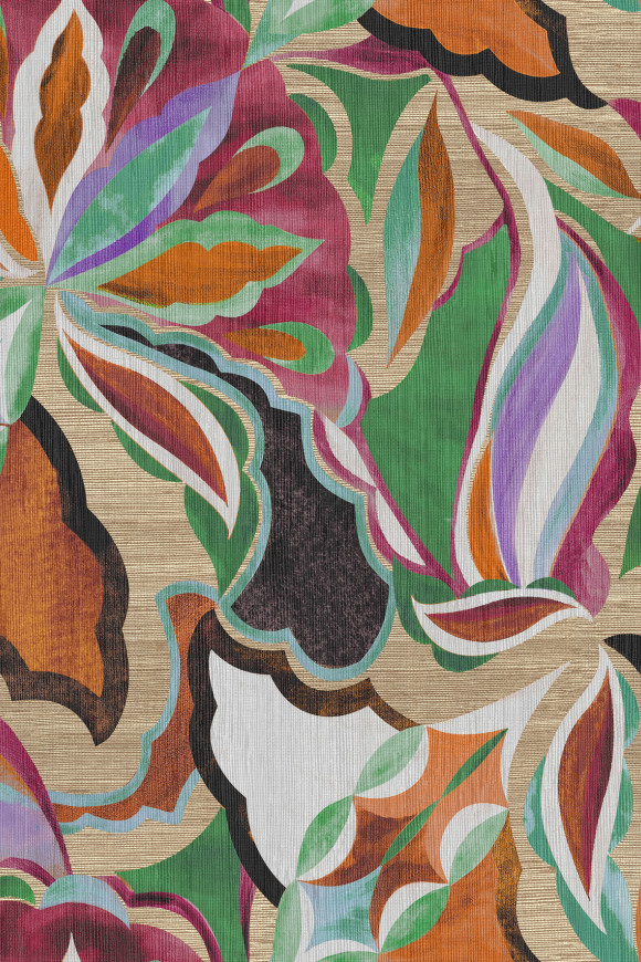 Arte Essentials tangram Myriad behang in kleur Summer Bouquet (24100) - Product close-up