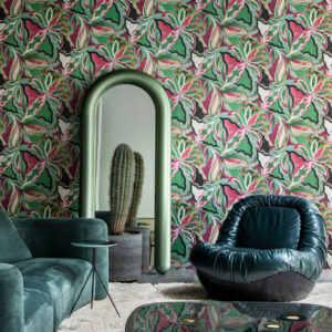 Arte Essentials tangram Myriad behang in kleur Pistachio Pink (24101) - Interieur impressie