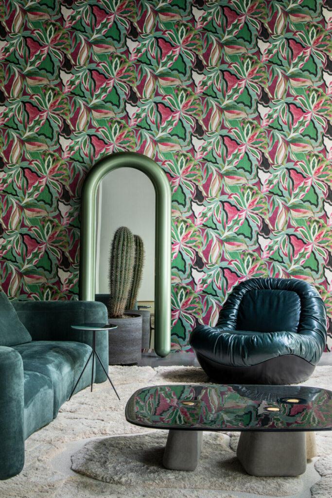 Arte Essentials tangram Myriad behang in kleur Pistachio Pink (24101) - Interieur impressie