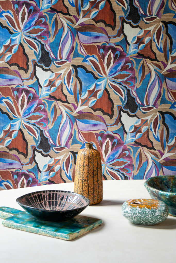 Arte Essentials tangram Myriad behang in kleur Indigo Myth (24102) - Interieur impressie