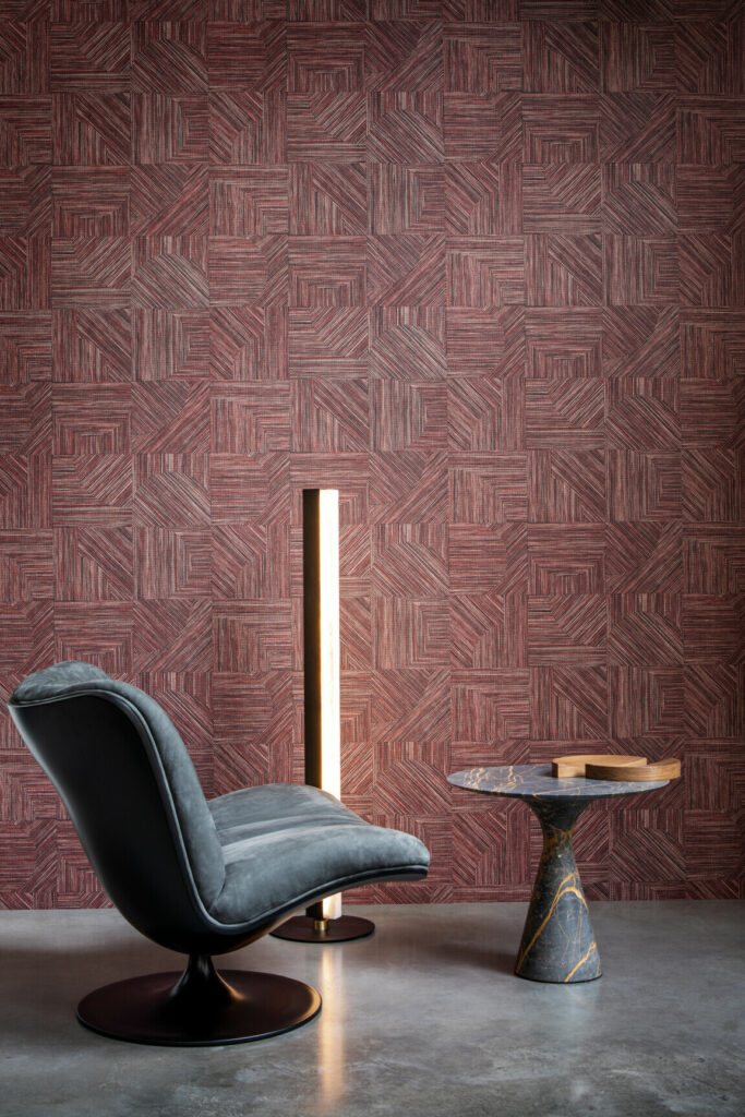 Arte Essentials tangram Splice behang in kleur Rhubarb (24080) - Interieur impressie