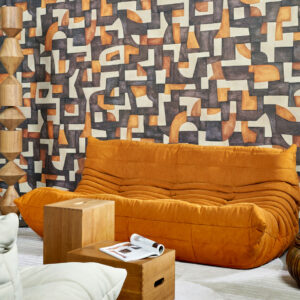Arte Essentials totem Ecoline behang in kleur Tangerine (18900) - Interieur impressie