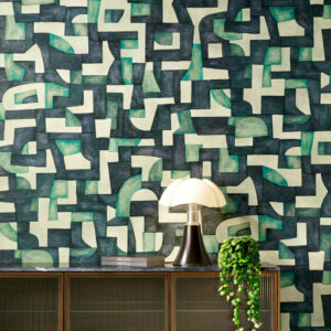 Arte Essentials totem Ecoline behang in kleur Aquamarine (18901) - Interieur impressie