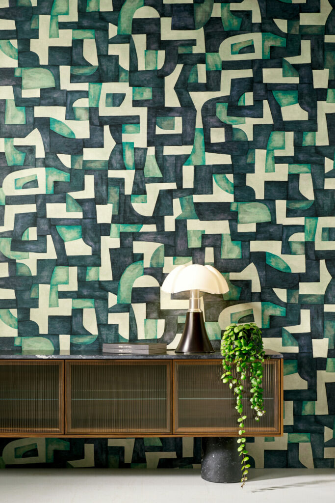 Arte Essentials totem Ecoline behang in kleur Aquamarine (18901) - Interieur impressie