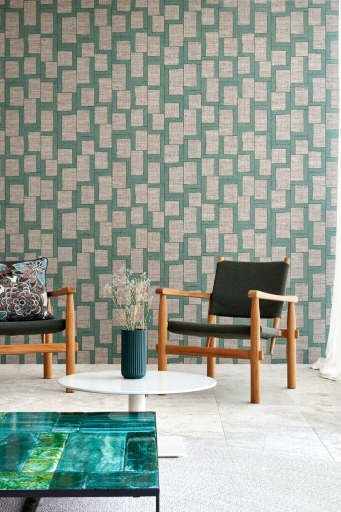 Arte Essentials totem Esparto africano behang in kleur Myrtle Grey (18940) - Interieur impressie