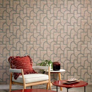 Arte Essentials totem Esparto iberico behang in kleur Terra Teal (18912) - Interieur impressie