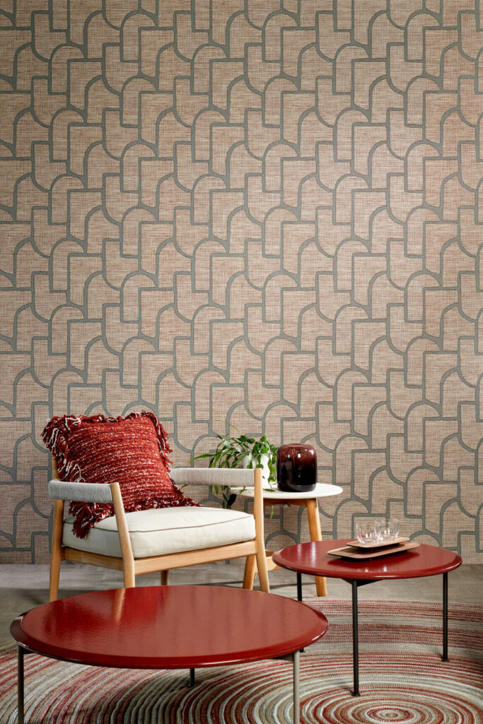 Arte Essentials totem Esparto iberico behang in kleur Terra Teal (18912) - Interieur impressie