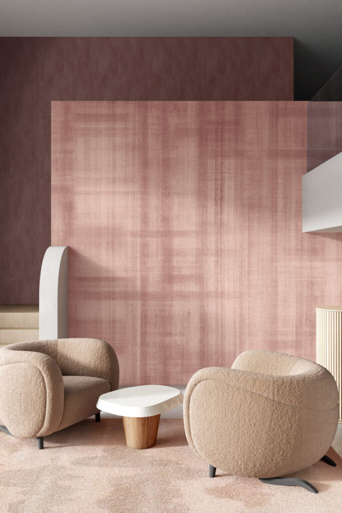 Arte Essentials washed linen Doudeville behang in kleur Mauve (59590) - Interieur impressie