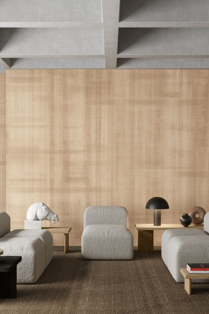 Arte Essentials washed linen Doudeville behang in kleur Hazel (59591) - Interieur impressie