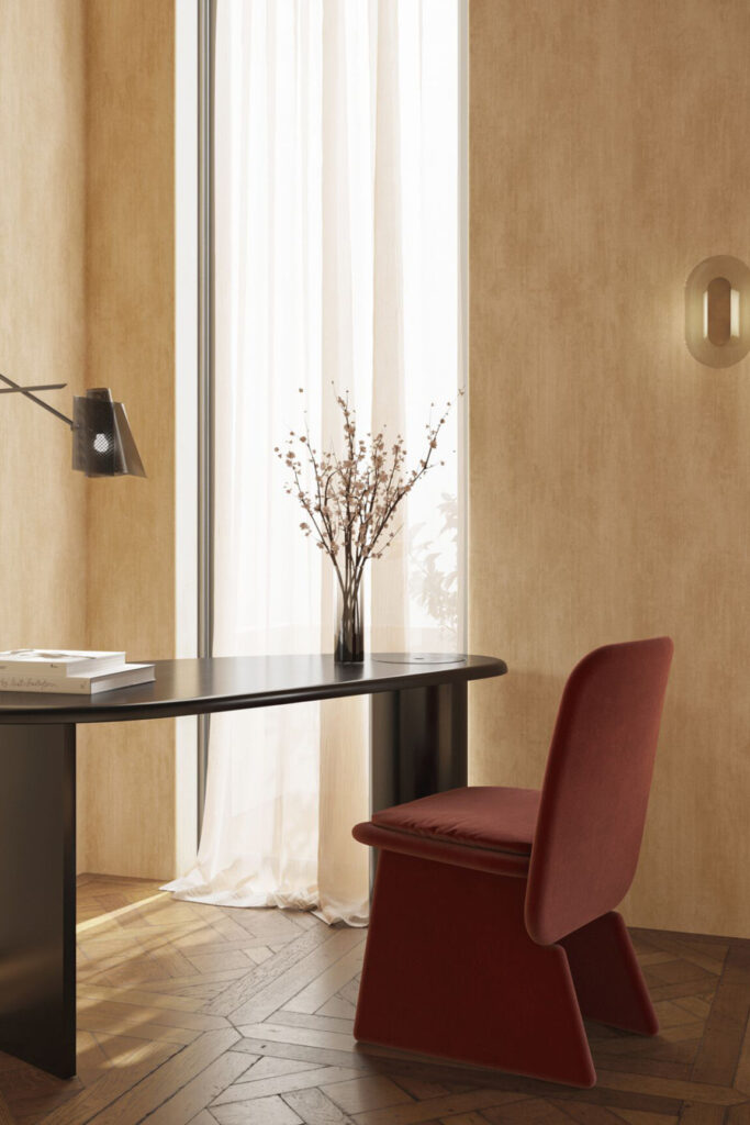 Arte Essentials washed linen Washed linen behang in kleur Tan (59512) - Interieur impressie