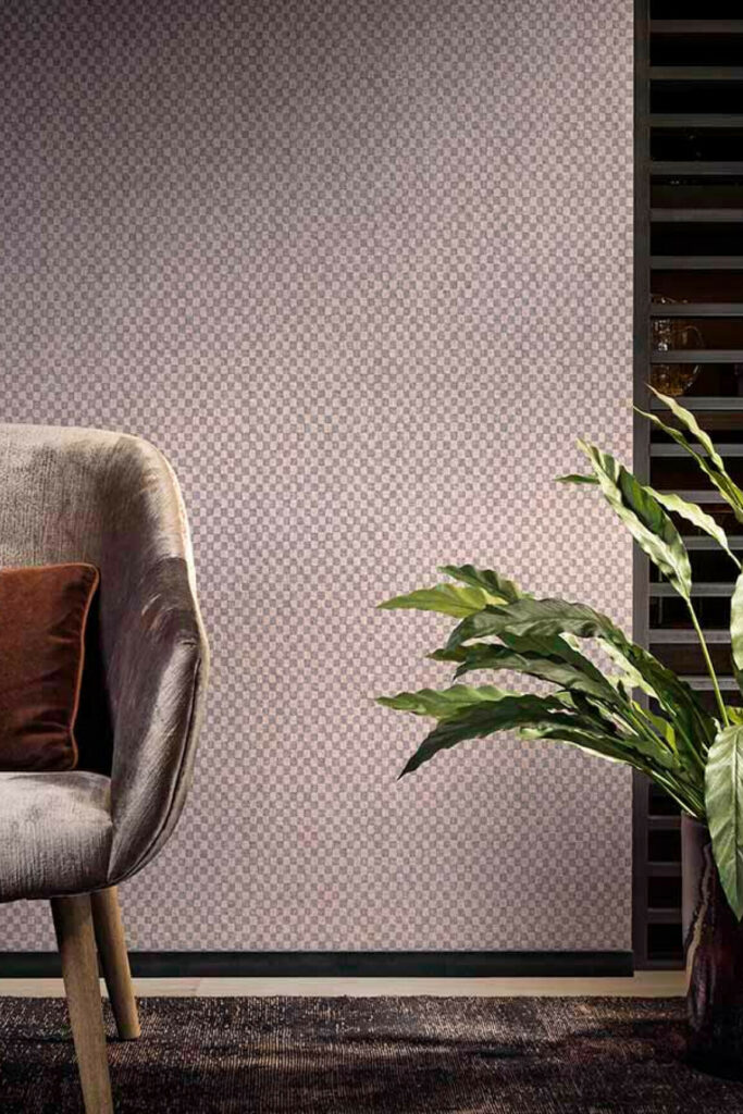 Flamant caractere Damier behang in kleur Muscade (12060) - Interieur impressie