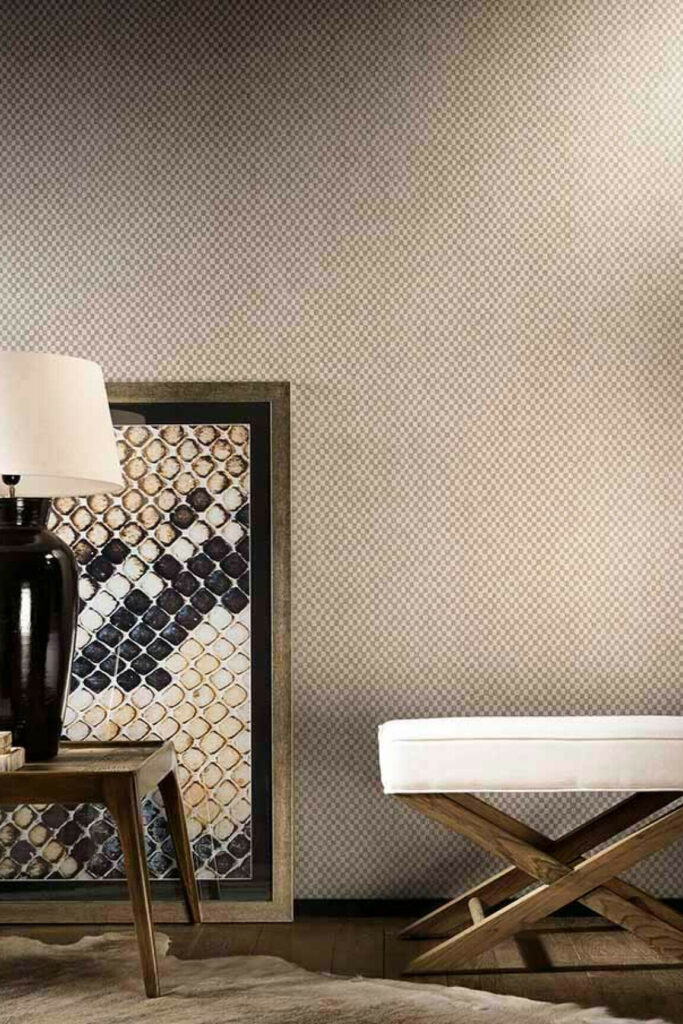 Flamant caractere Damier behang in kleur Bain de Boue (12062) - Interieur impressie