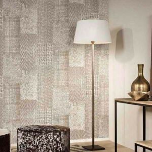 Flamant caractere Patchwork behang in kleur Flax (12050) - Interieur impressie