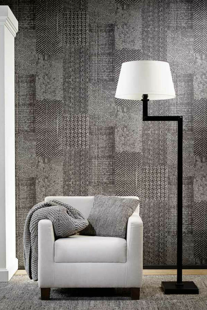Flamant caractere Patchwork behang in kleur Bristol (12051) - Interieur impressie