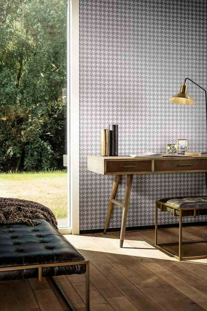 Flamant caractere Pied de poule behang in kleur Stone (12081) - Interieur impressie