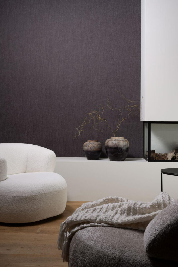 Flamant honore Terre de lin behang in kleur Zoulou (78277) - Interieur impressie