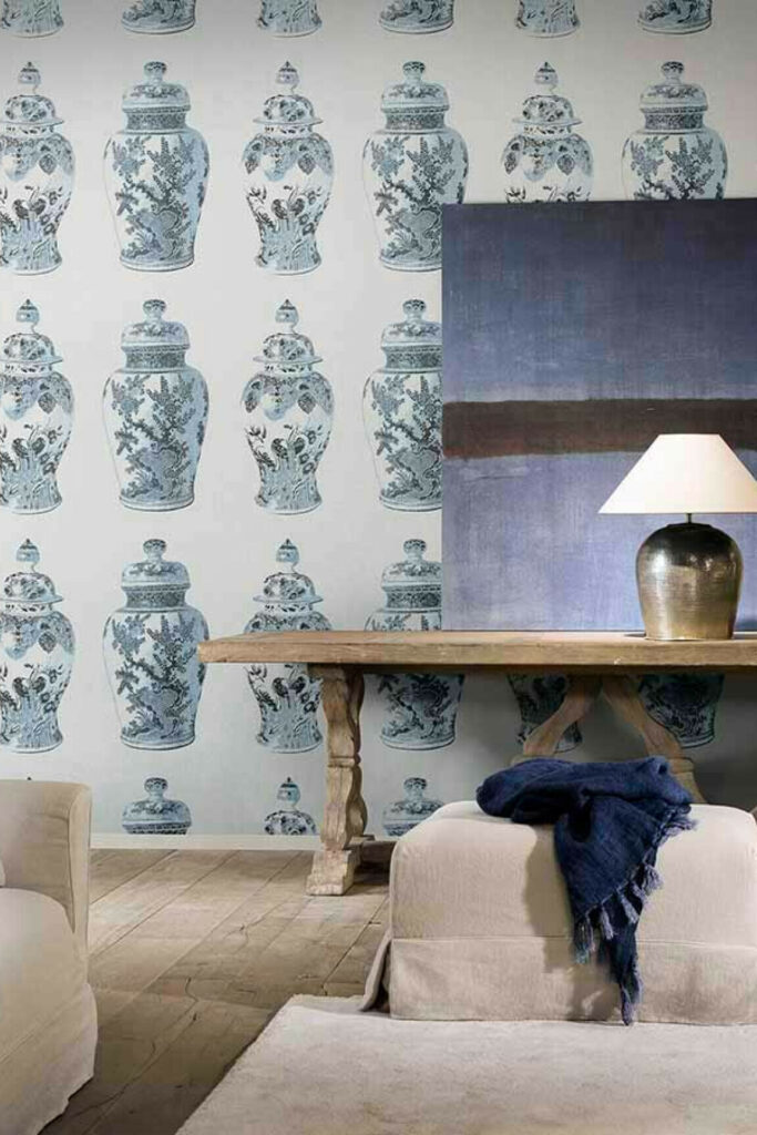 Flamant les memoires Poterie behang in kleur Atlantic (80000) - Interieur impressie