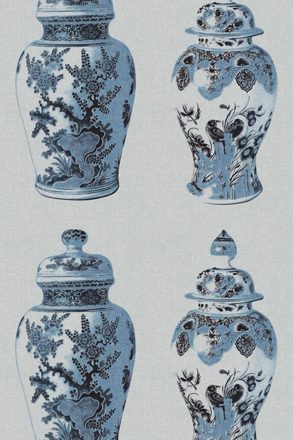 Flamant les memoires Poterie behang in kleur Atlantic (80000) - Product close-up