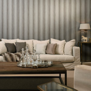 Flamant les rayures stripes Bayadere behang in kleur Eclipse (78105) - Interieur impressie