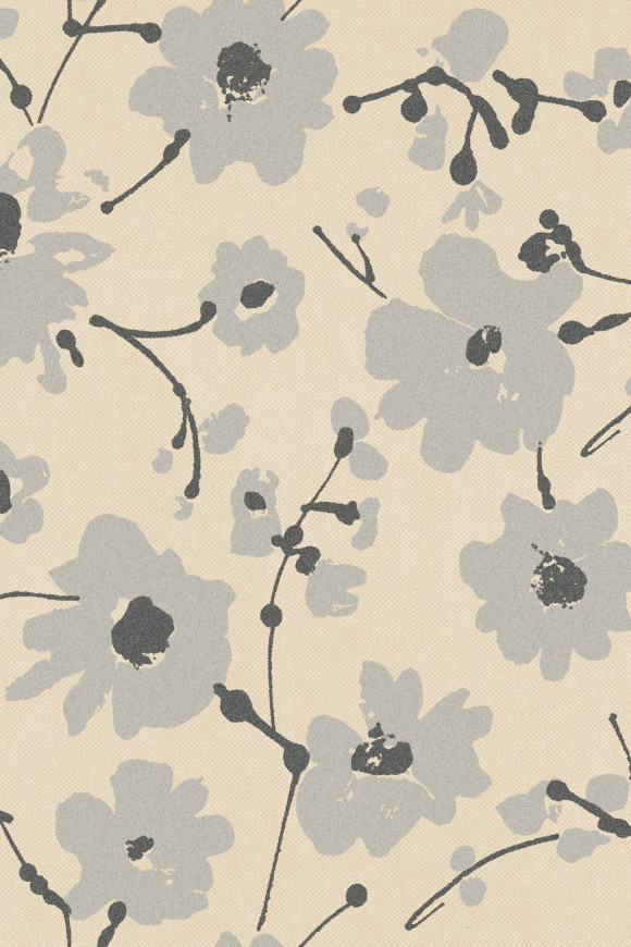 Flamant-suite-III-velvet Metal Velvet Flower and Lin behang in kleur Bone (18005) - Product close-up