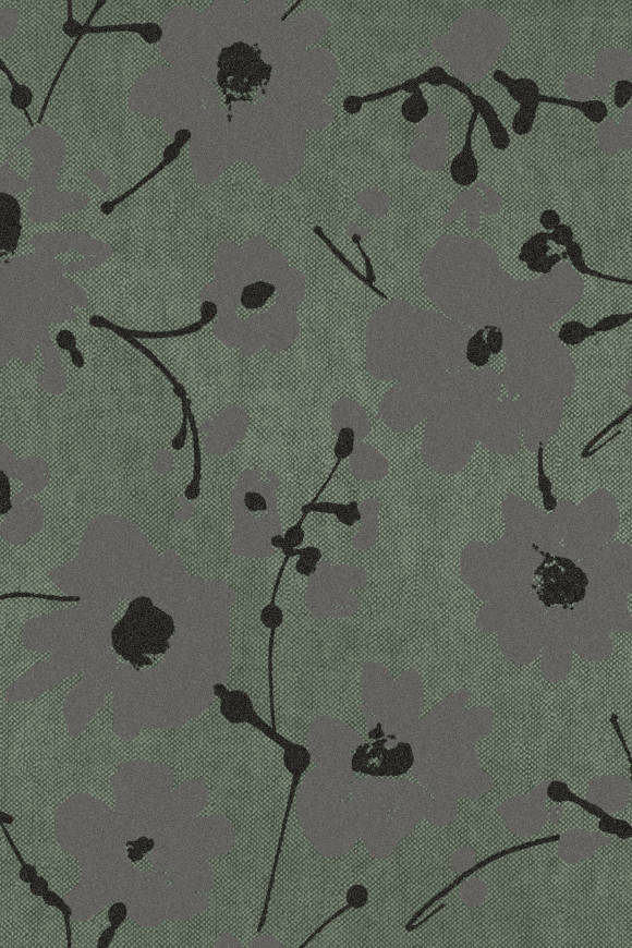 Flamant-suite-III-velvet Metal Velvet Flower and Lin behang in kleur Bottle Green (18009) - Product close-up