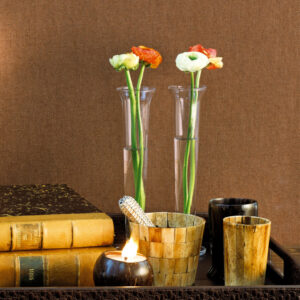 Flamant suite i les unis Lin behang in kleur Havane (40090) - Interieur impressie