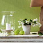 Flamant suite i les unis Lin behang in kleur Bambou (40093) - Interieur impressie