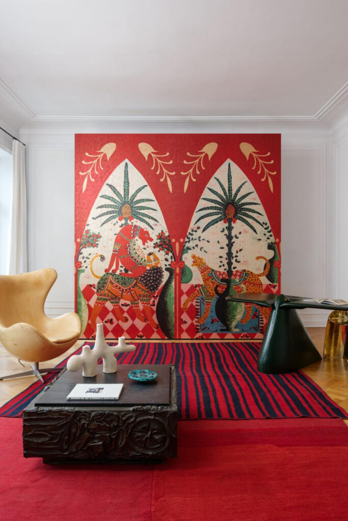 Arte Icarus Armalu behang in kleur Rosso (15750) - Interieur impressie