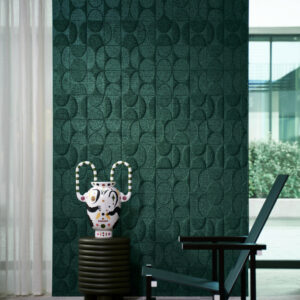 Arte Icons Curve behang in kleur Petrol (85552) - Interieur impressie