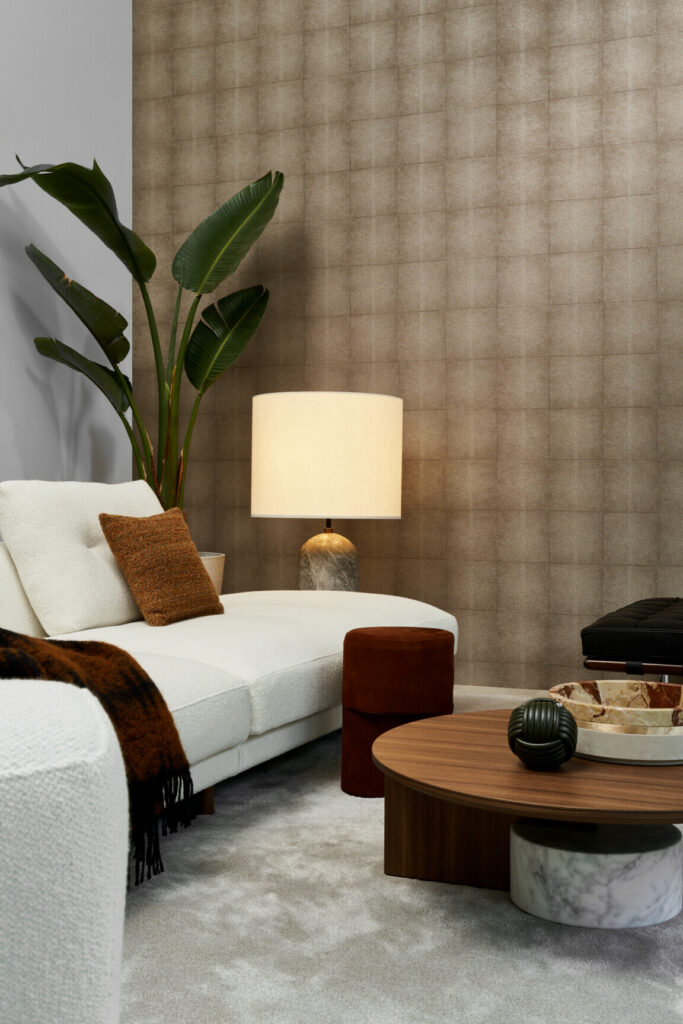 Arte Icons Shagreen behang in kleur Chocolate (85521) - Interieur impressie