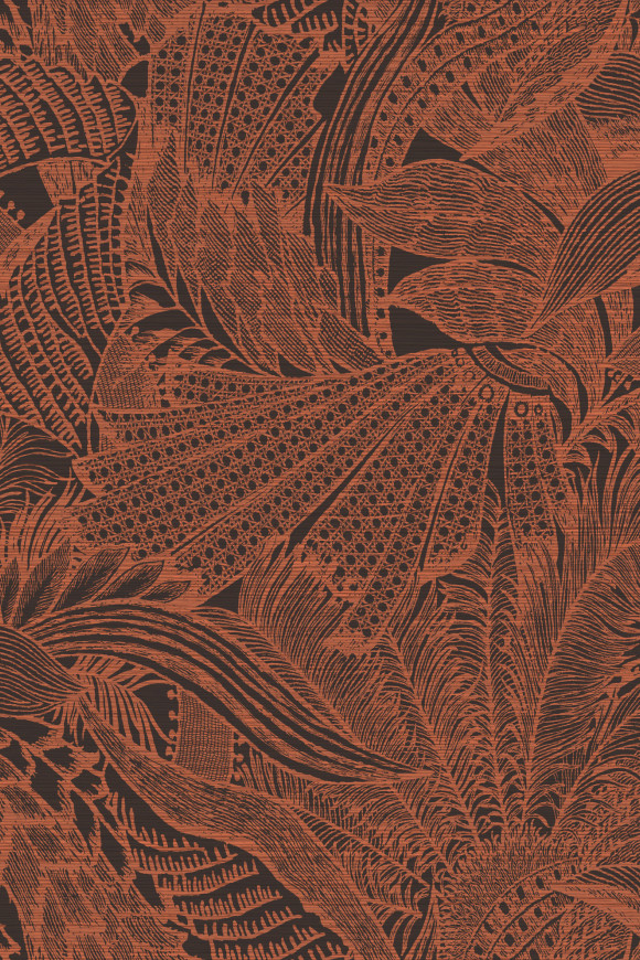 Arte Icons Symbiosis behang in kleur Maroon (85563) - Product close-up