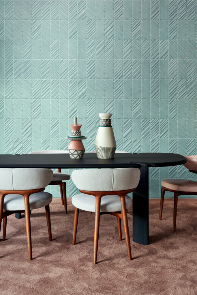 Arte Kanso Iki behang in kleur Aqua (72512) - Interieur impressie