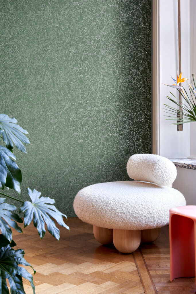 Arte Kharga Gobi behang in kleur Sage Green (74032) - Interieur impressie